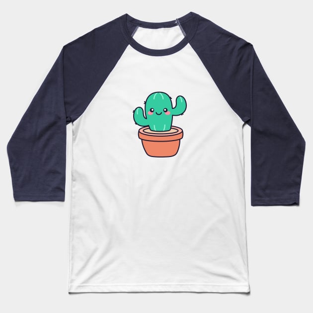 Cute Cactus Baseball T-Shirt by Gi.illust